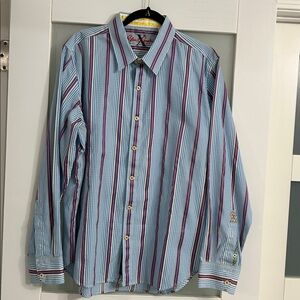 Robert Graham Blue and Purple Striped Shirt